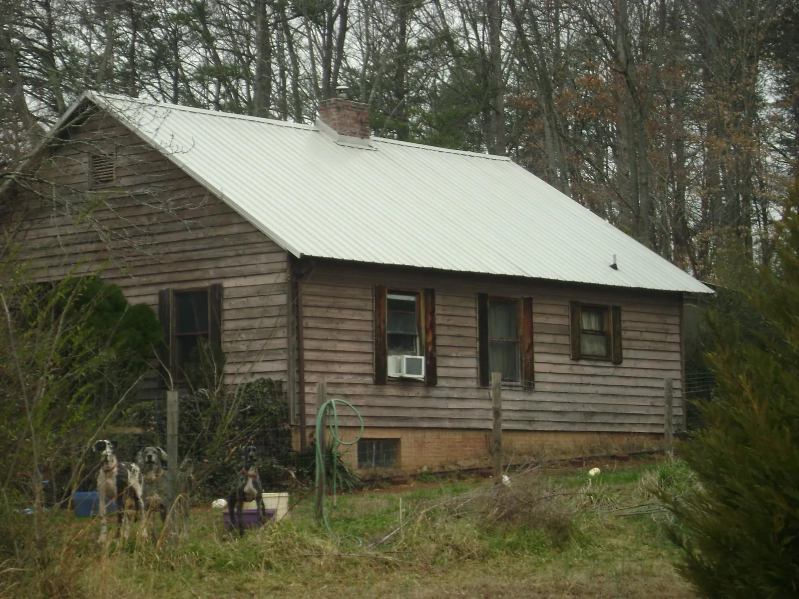 White metal roof on an old wood sided farmhouse, from a Metal Roof Installation job in Danevang